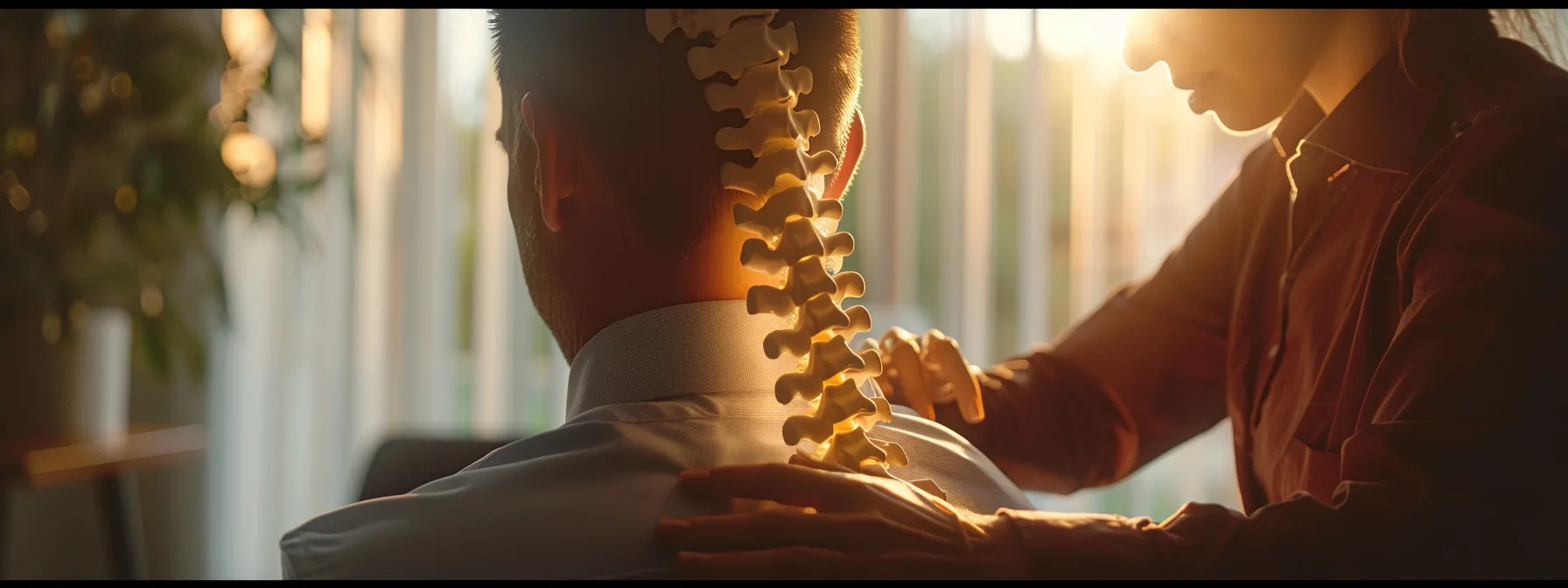 a chiropractor carefully assessing a patient's spine during a thorough examination for personalized health goals.