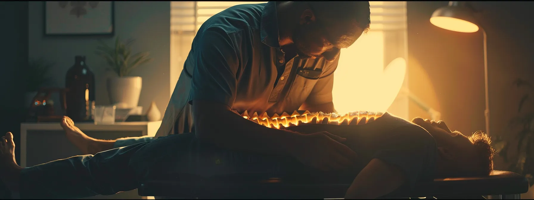 a chiropractor gently adjusts a patient's spine, promoting alignment and well-being.