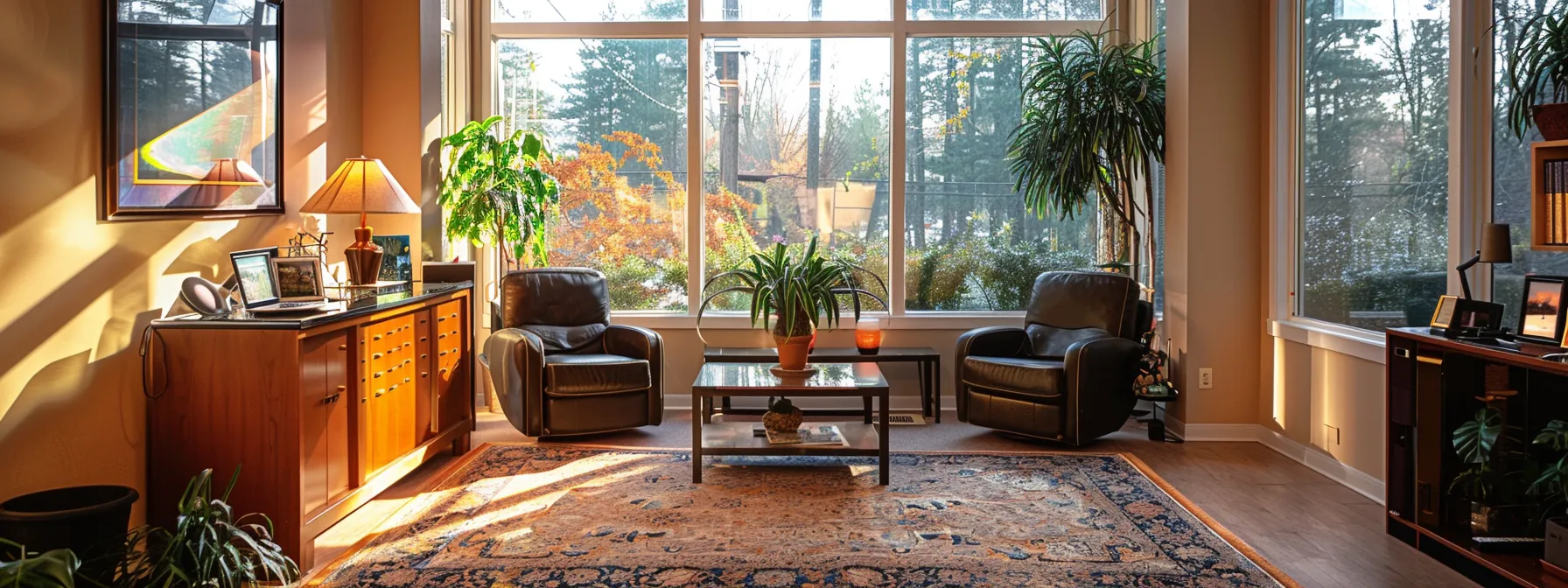 a serene chiropractic office in atlanta, georgia, with a knowledgeable and experienced practitioner consulting with a patient.