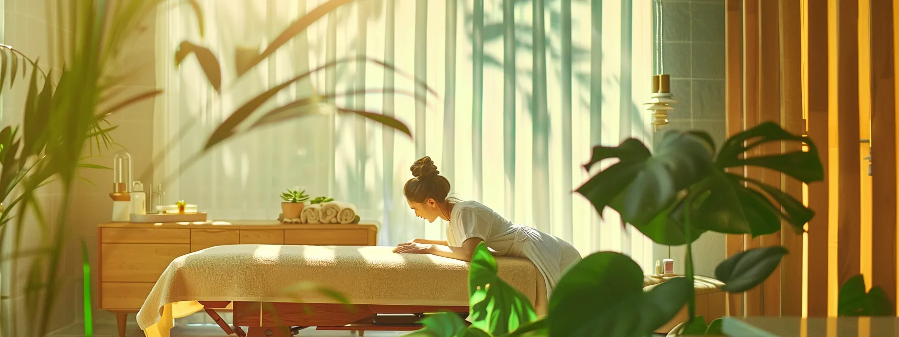 a person receiving a relaxing massage and chiropractic treatment in a serene, wellness-focused clinic.