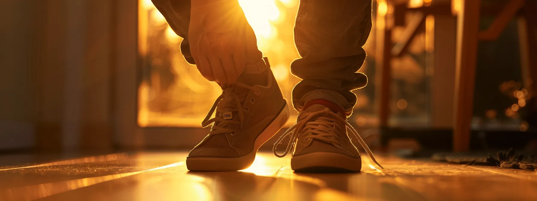 a person struggles to tie their shoes due to back pain, showcasing the impact on daily activities.