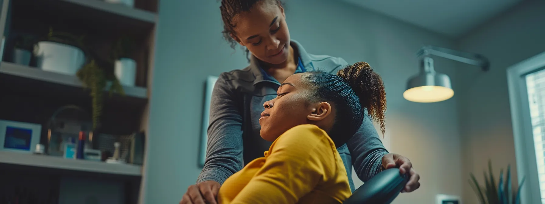 a chiropractor in atlanta adjusting a patient's posture, providing personalized care for chronic pain relief.