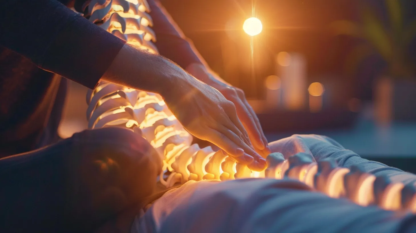 a serene image of a chiropractor gently adjusting a patient's spine, highlighting the transformative power of holistic chiropractic care.