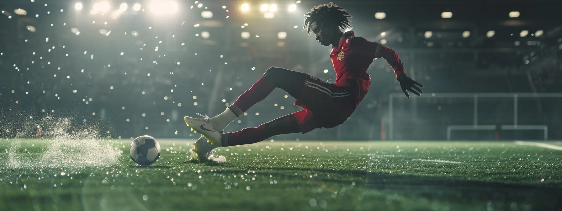 a professional football player kicking a ball with precision and power after receiving chiropractic care.