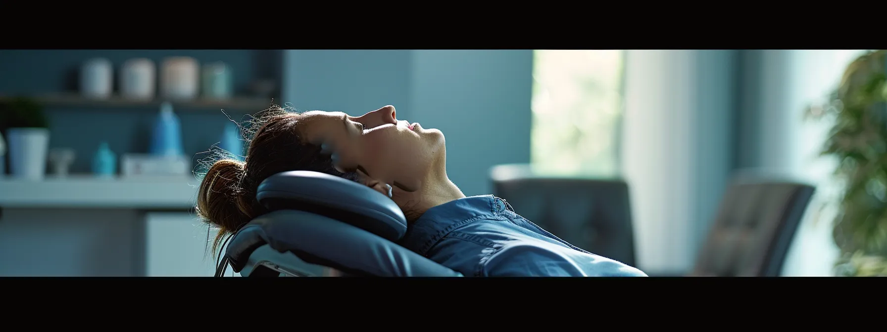 a person receiving a gentle chiropractic adjustment, surrounded by a peaceful and inviting atmosphere in a modern clinic.