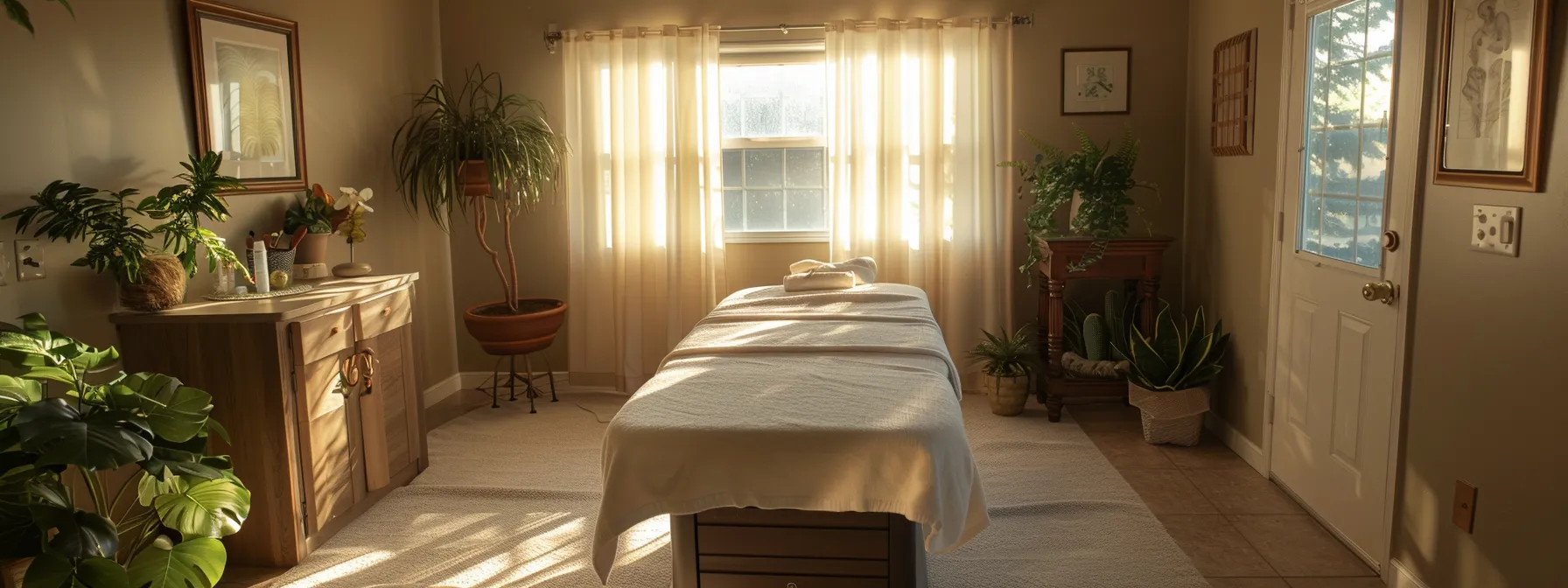 a serene room with a massage table and chiropractic equipment, showcasing a harmonious blend of therapies for enhanced wellness outcomes.