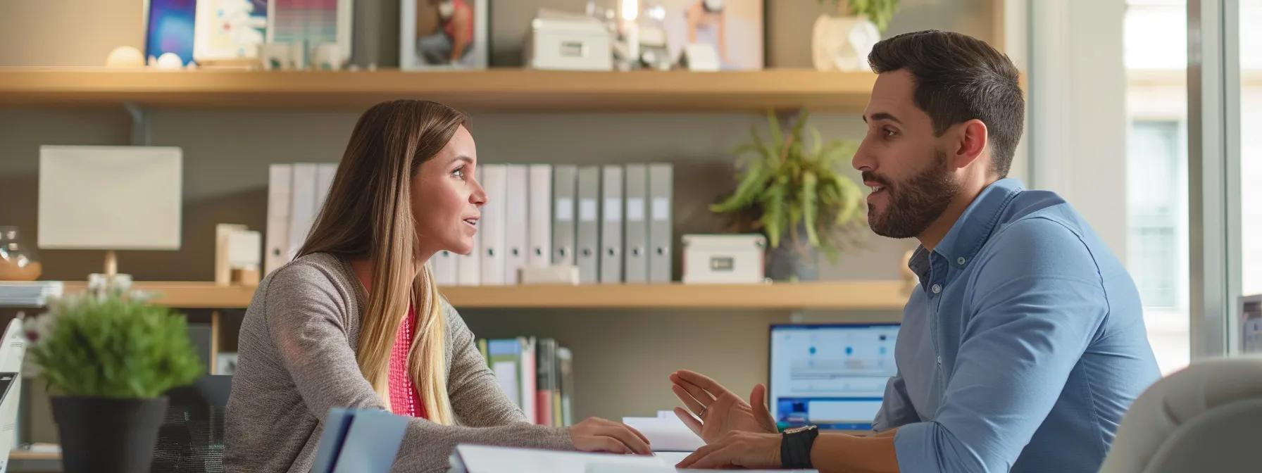 a chiropractor discussing insurance and payment options with a sports injury patient in a modern office setting.