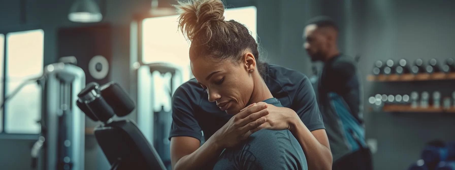 a focused athlete receiving chiropractic care surrounded by exercise equipment, showcasing a proactive approach to injury prevention and performance enhancement.